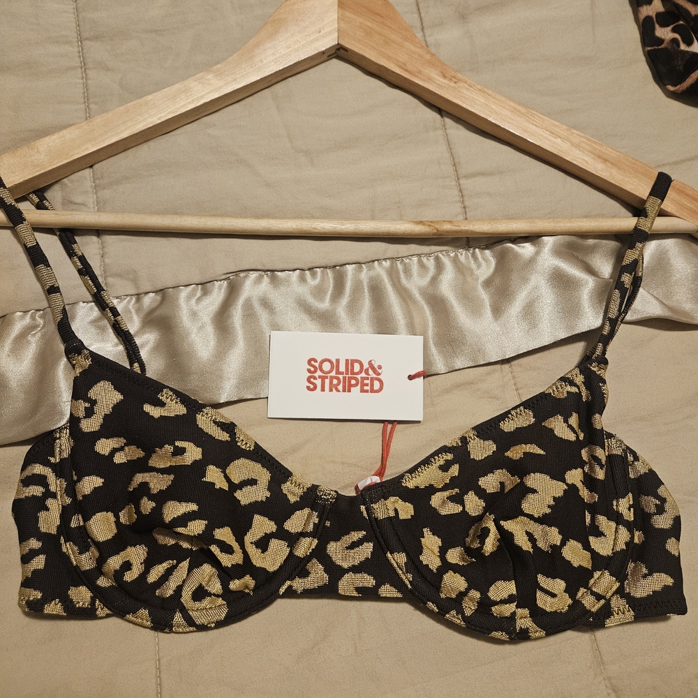 Solid & Striped Leopard Print Bikini Top